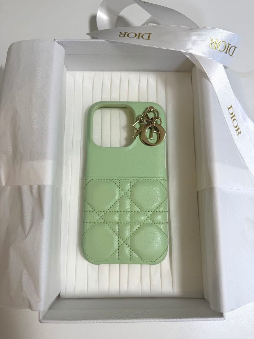 美品］DIOR パステルミント☆iPhone15proケース
