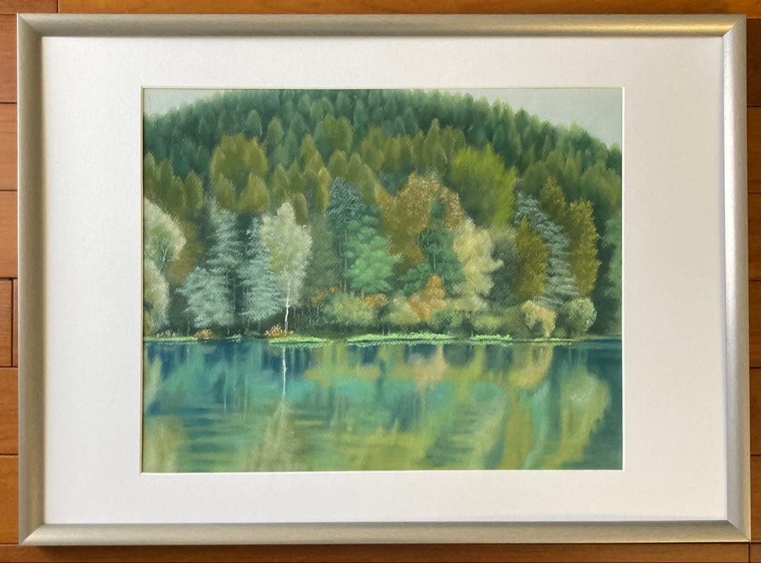 御射鹿池(みしゃかいけ) パステル画　蓼科