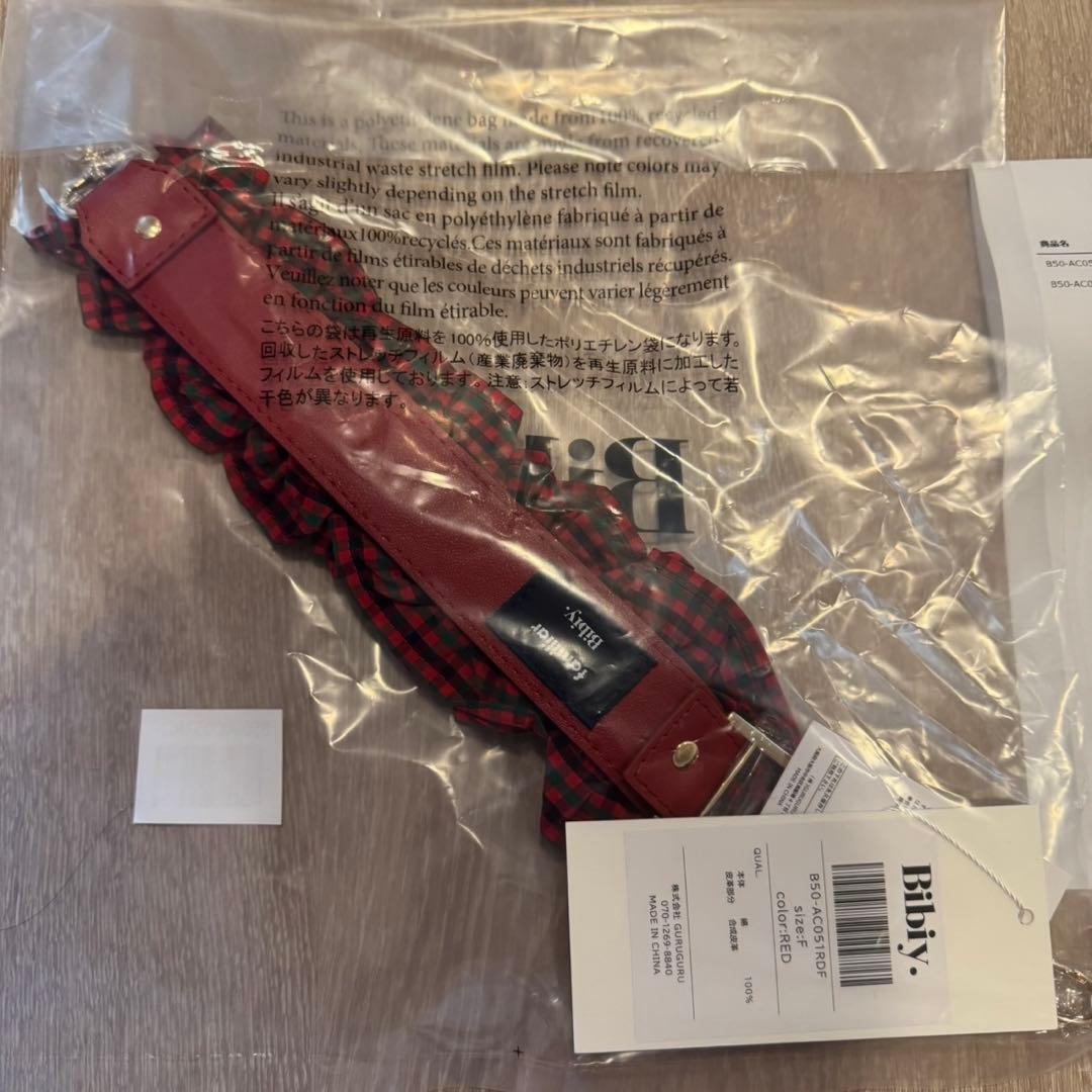 familiar Bibiy 赤チェックストラップファミリアビビィ