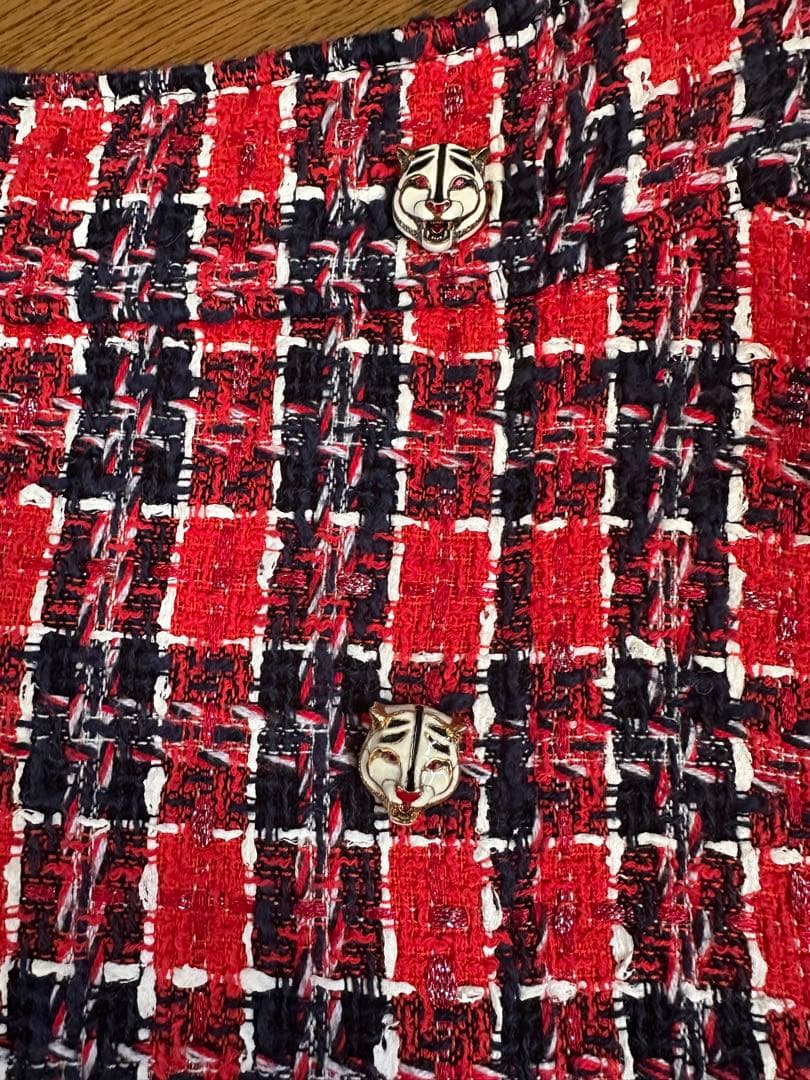 GUCCI チェック柄 ツィードひざ丈スカート