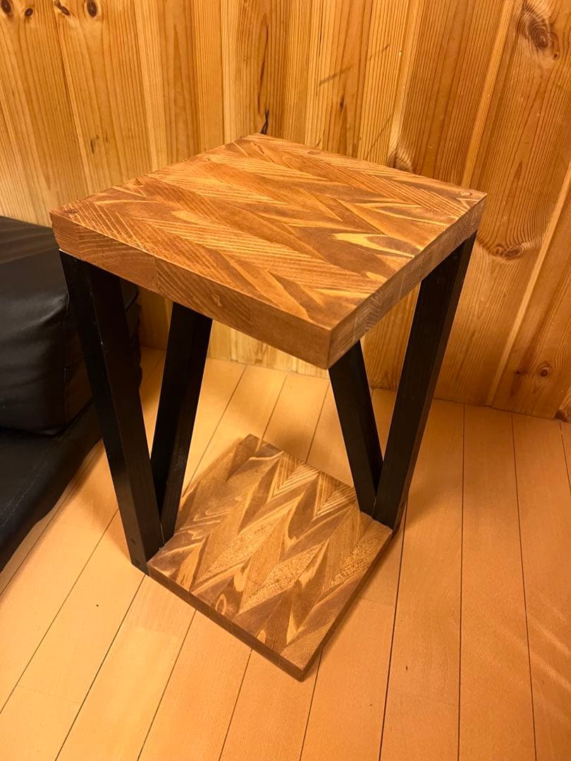 モザイクタイルローテーブル ナチュラル ウォルナット塗装 テーブル