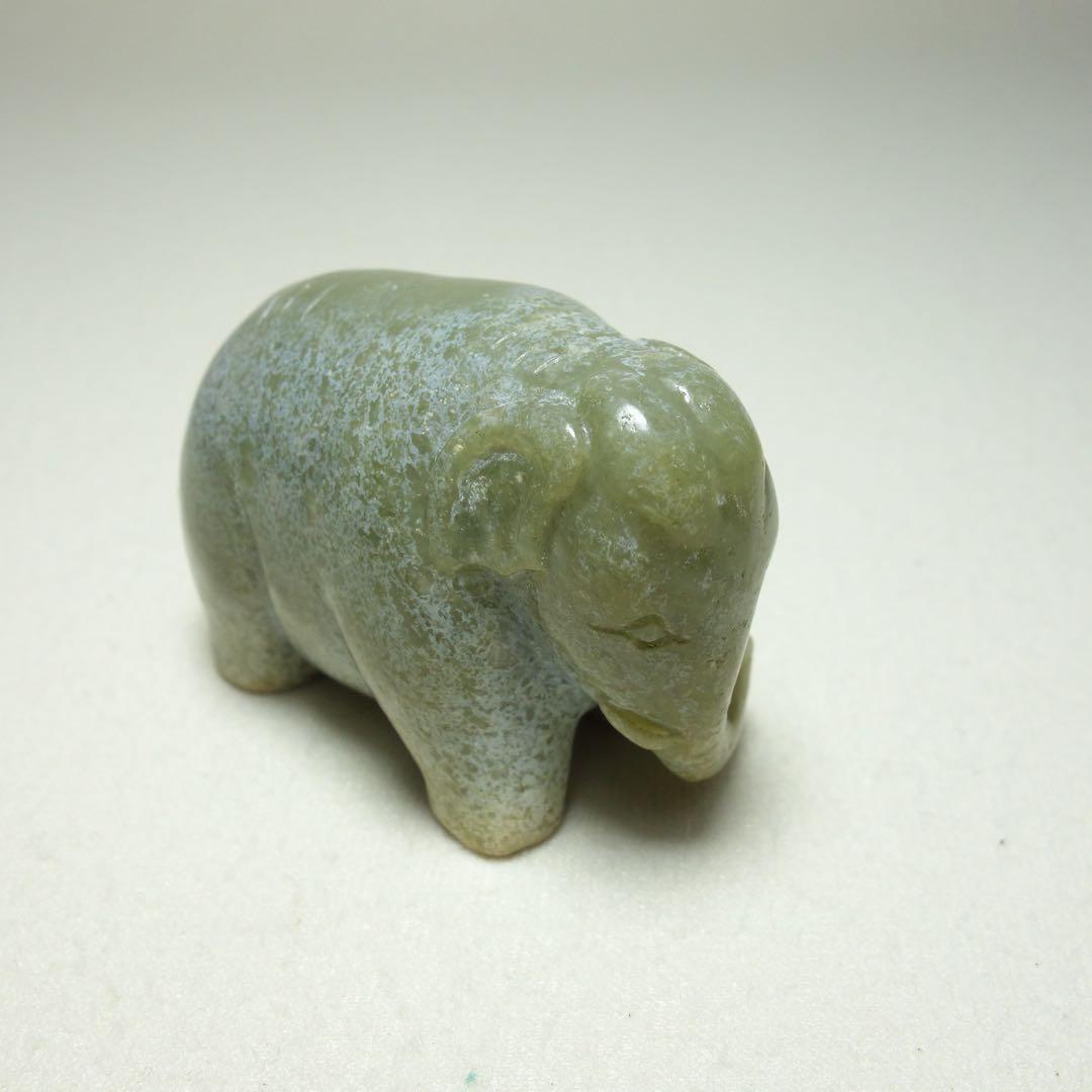 置物 彫刻 漢時代 和田玉 大象把件 中国美術・古美術・玉器 C1A113