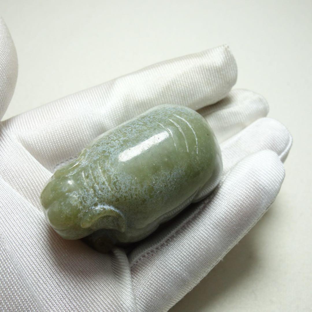 置物 彫刻 漢時代 和田玉 大象把件 中国美術・古美術・玉器 C1A113