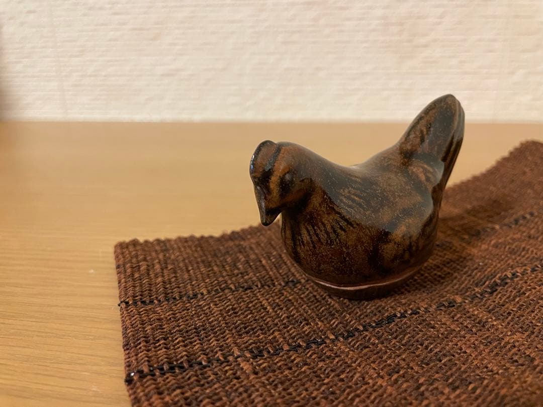 鉄釉 鳥形 香合 1客 銘入り 美術品・アンティーク・コレクション