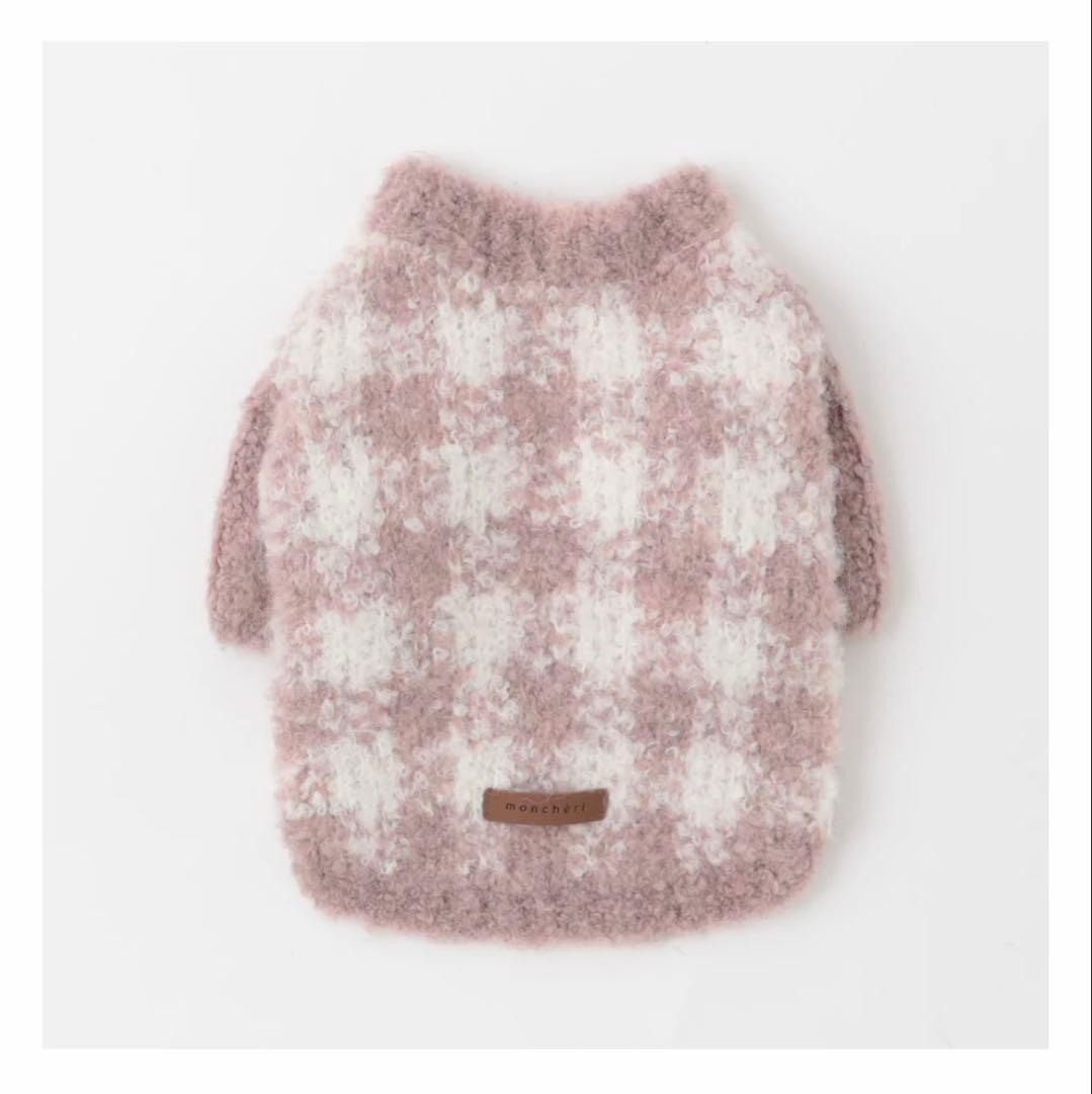 モンシェリ チェックニットトップス ピンク Sサイズ タグ付き - メルカリ