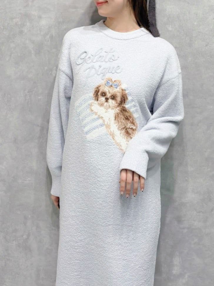 新品タグ付♥️ジェラピケ シーズージャガードワンピース BLU　ジェラートピケ