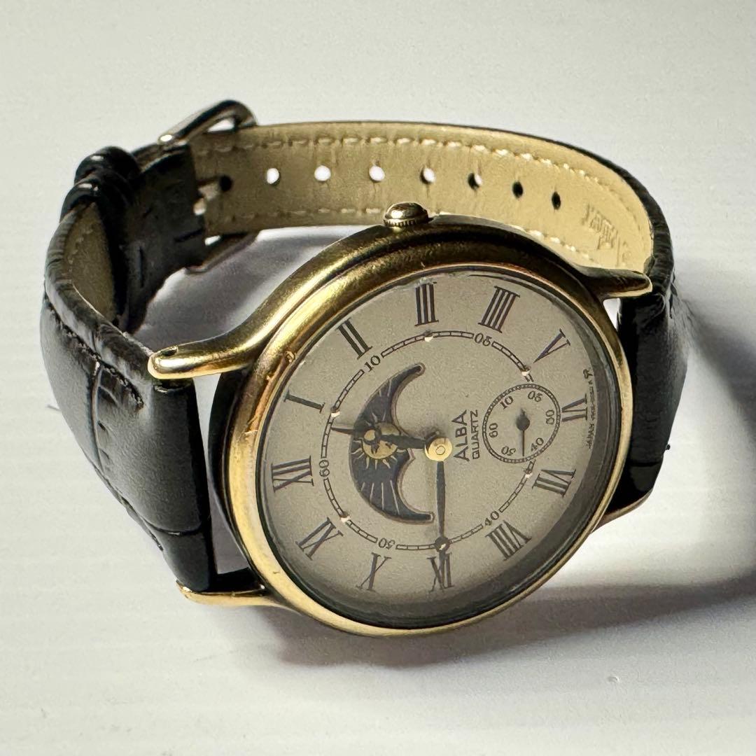 SEIKO メンズ レディース ムーンフェイズ V806-0050 90's