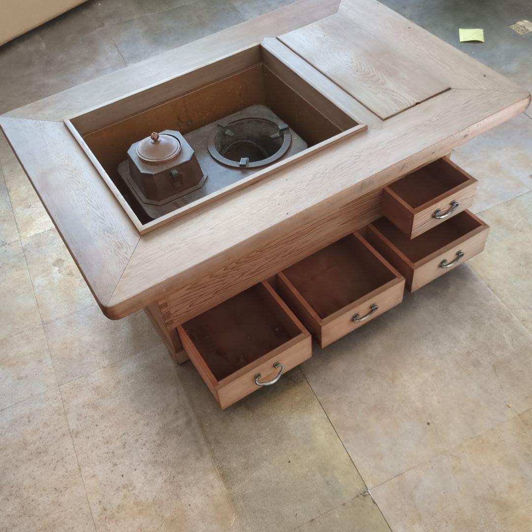 骨董 長火鉢 関西火鉢 ひのき 檜 銅器のどうこう付き 内側銅