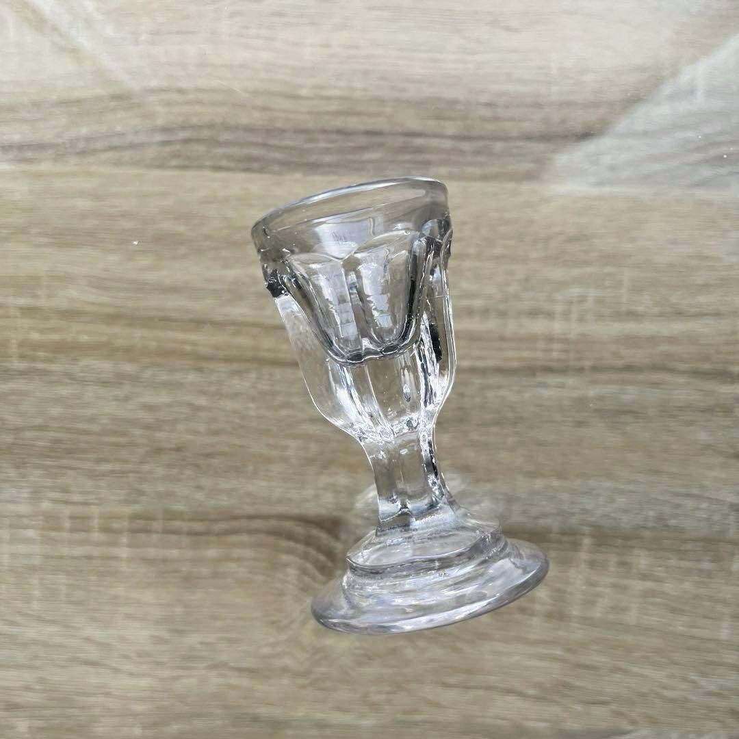 骨董 時代ガラス 厚底 トロンプルイユ リキュールグラス 盃 酒器 ウラン①