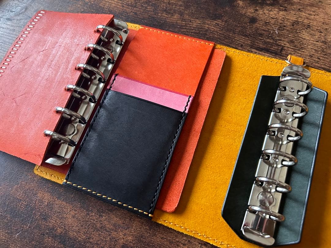 ミニ6サイズ　システム手帳　イタリアンレザー　ハンドメイド