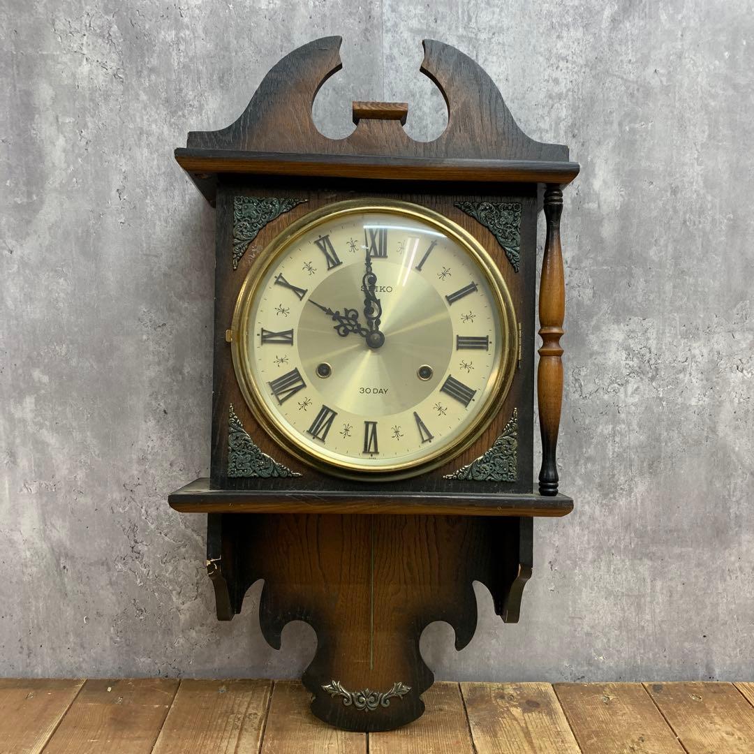 E-3【昭和レトロ】SEIKO セイコー 30DAY ゼンマイ式 振り子時計 壁