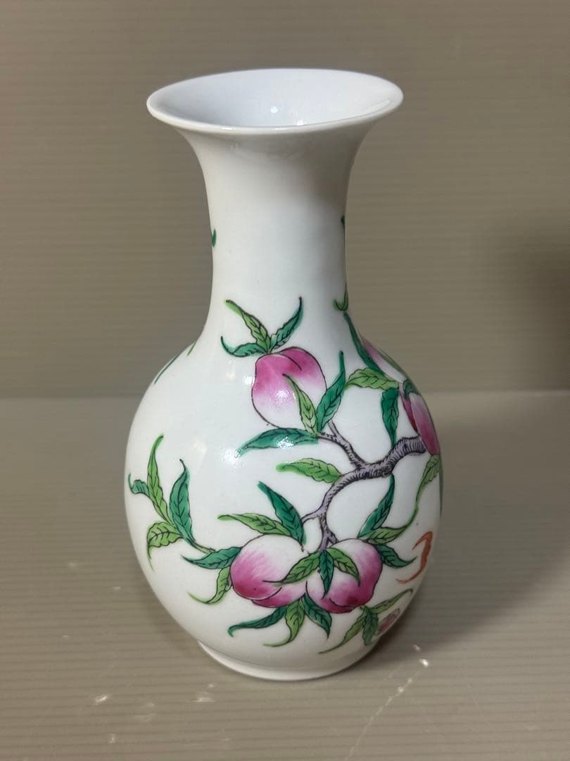 2615 中国骨董 乾隆年製銘 粉彩 桃の図 花入 時代物 - babatidubai.ae