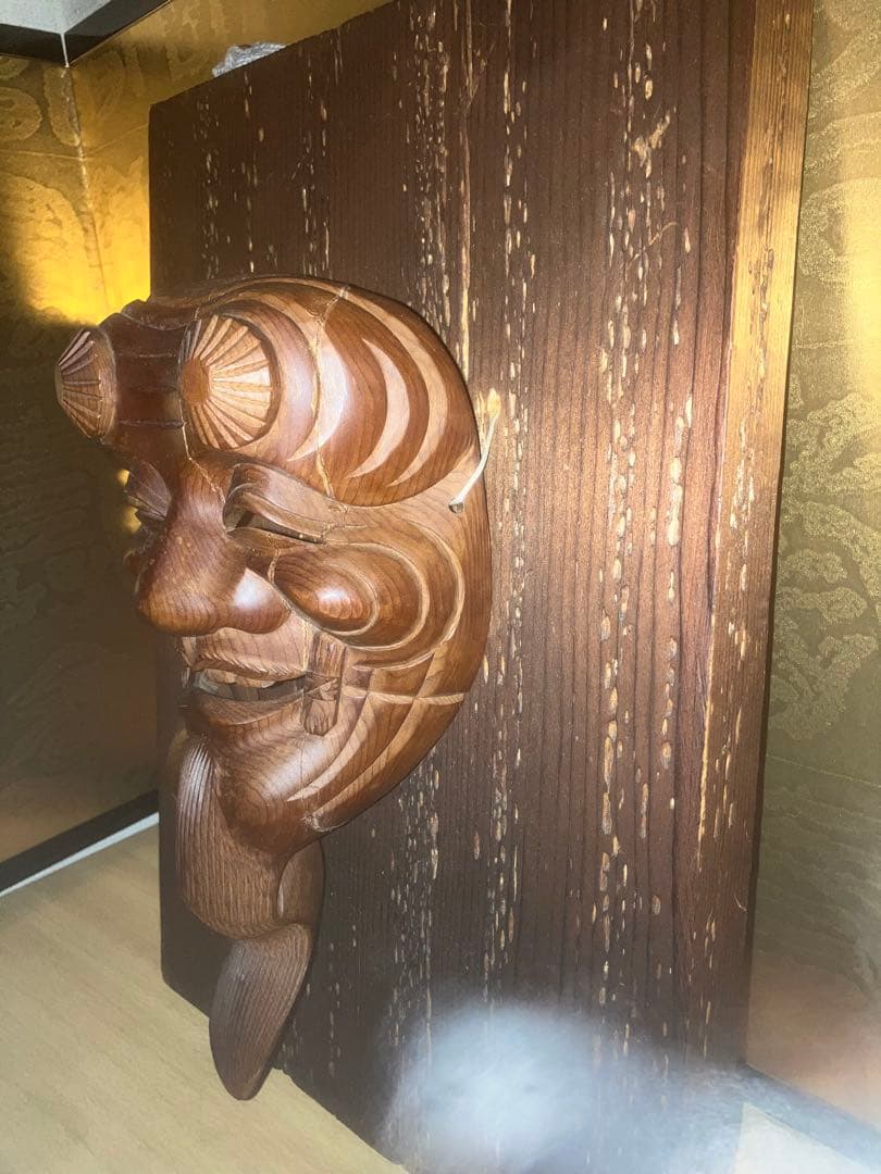 呪物】怪奇現象を引き起こす能面 木彫り 壁掛け 曰く付き 呪い