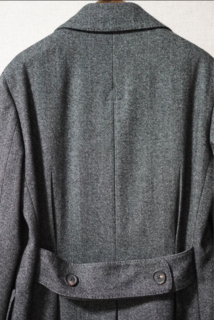 とし LARDINI グレー ヘリンボーン ポロコート 44