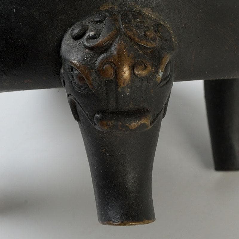 茶道具 古銅 鬼面 涼炉 香炉 在銘 Z 9628