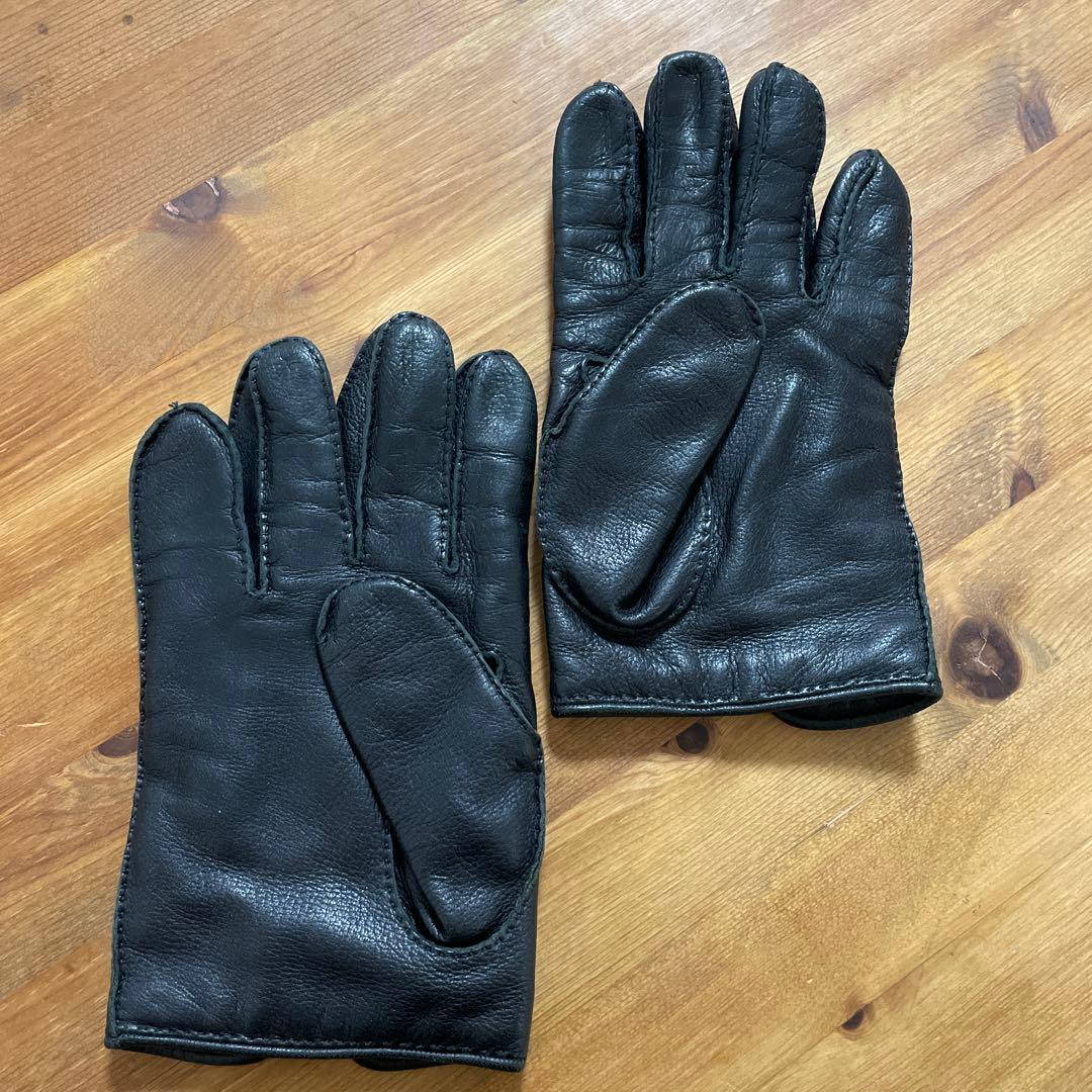 エルメス】手袋 ラムレザー カシミヤ100% 黒 サイズ8.5 セリエボタン