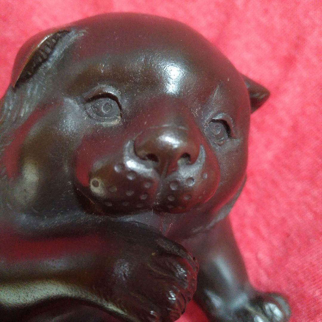 犬の置物。正一。刻印。在銘。金属製。銅製？真鍮？。東洋美術。金属工芸。