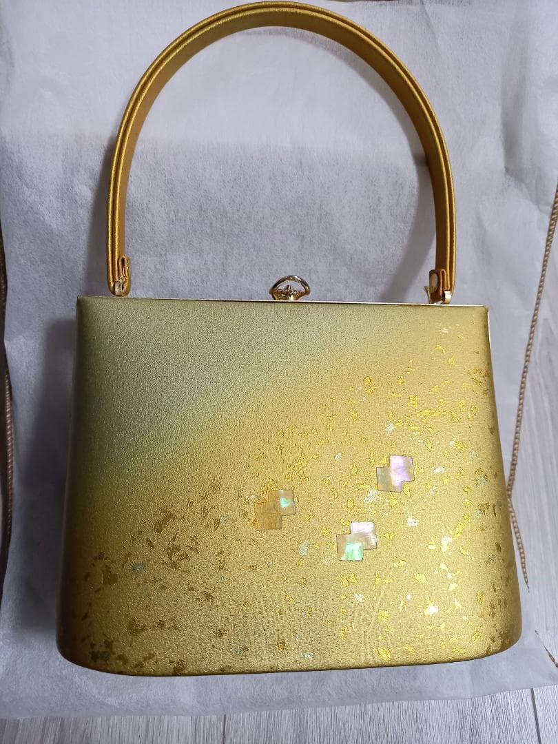 新品☆未使用品　和装　牛革　草履&バッグ　螺鈿　L 23.5-24