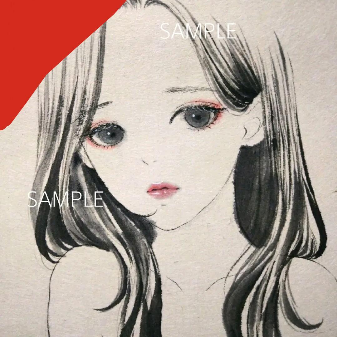 ポストカード 日本画 水墨画 墨絵 新作 セーラー服