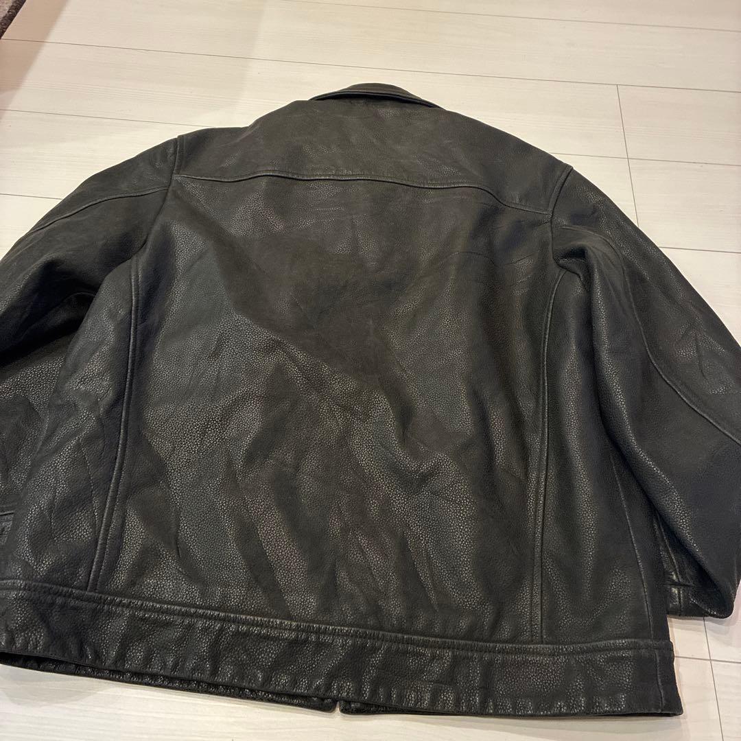 ヴィンテージ レザージャケット 本革 裏地 ウール シボ オールレザー
