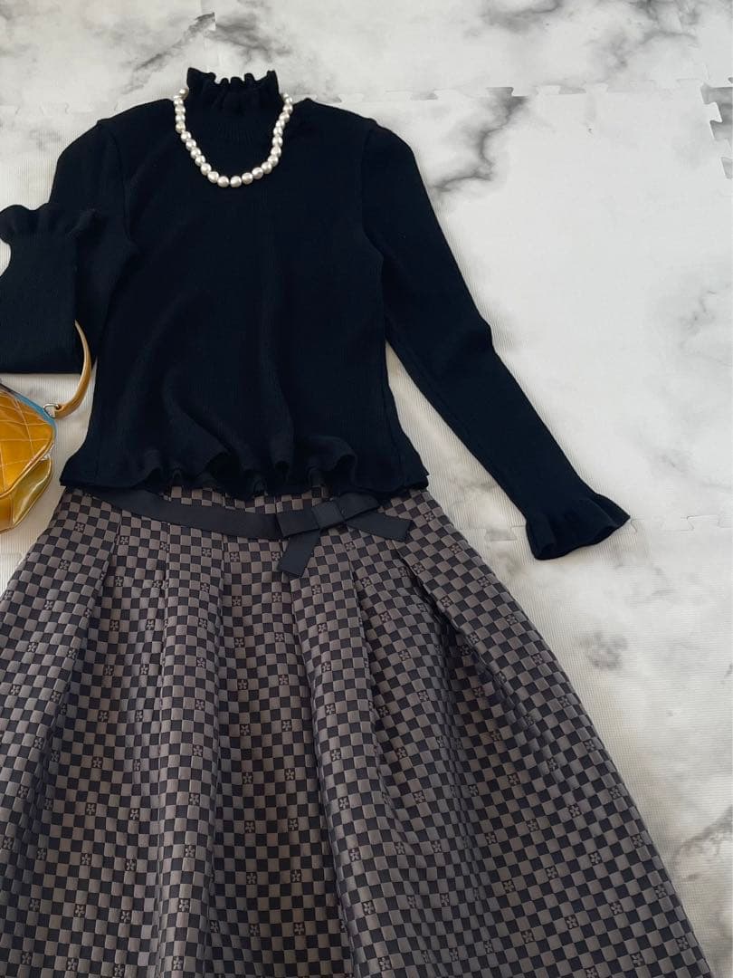 【エムズグレイシー】モノグラムジャガードスカート　日本製　40