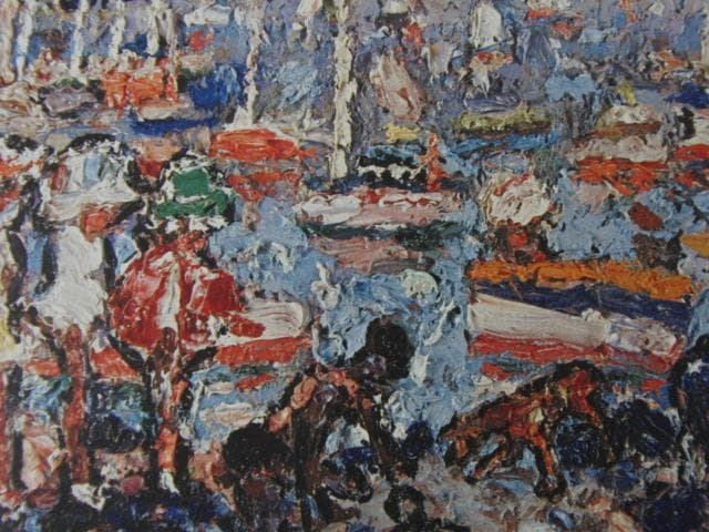 朝井閑右衛門、【浜辺の遊び】、希少な大判額装用画集より、新品高級額装付