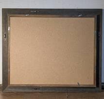 【真作】絵画　原よしえ　日本画6号　蒼に咲くバラ　深藍に映える橙の花々　W107