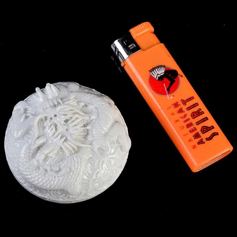 茶道具 平戸焼 十五代 中里茂右ェ門作 白磁雲龍彫 香合