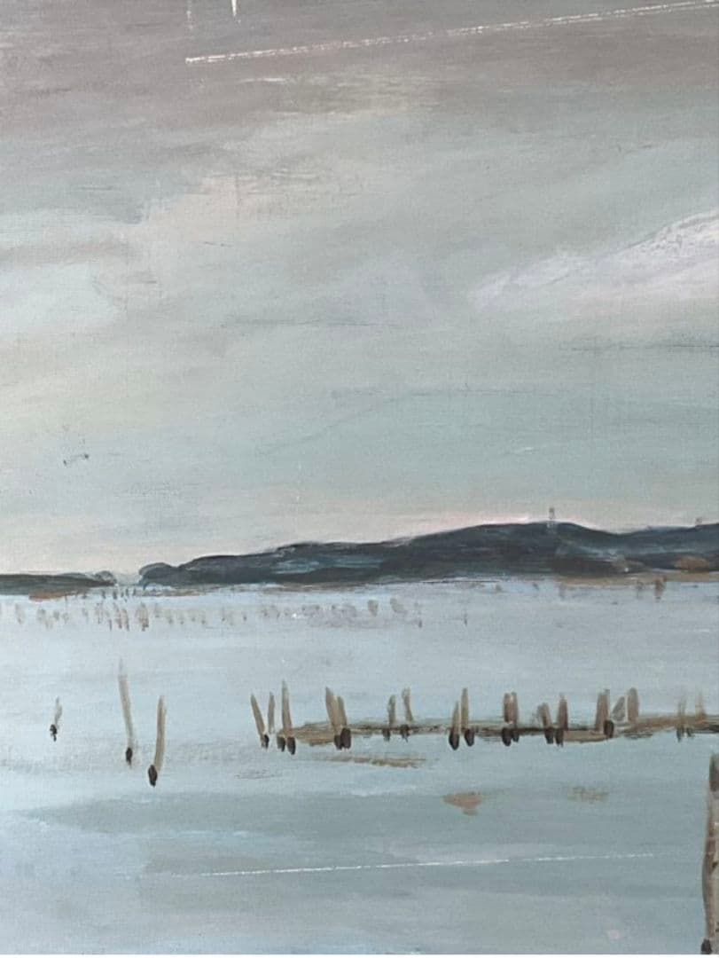 【真作】【油彩】柴田俊『浜名湖風景』1987年