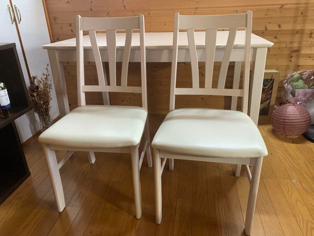 【送料無料】ダイニングテーブルセット ホワイト　アンティーク調