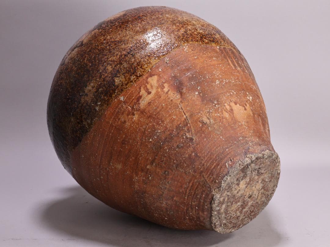 BK192 桃山ー室町期 古信楽 三耳壷 窯印 窯傷 壺 高