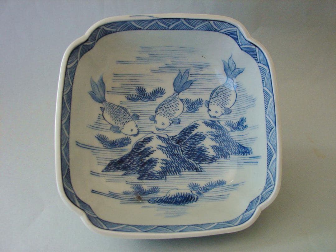 金魚絵図 四角鉢