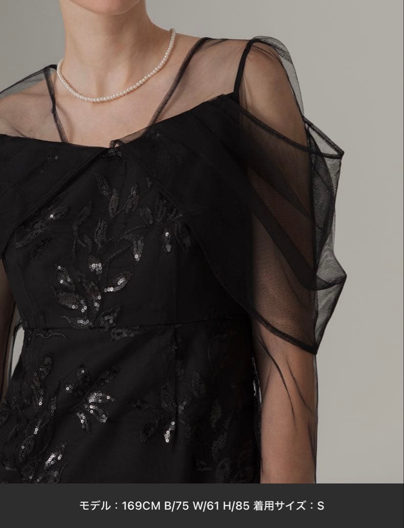 Sサイズ【LEJA】チュールロングスリーブリーフIラインドレスワンピース