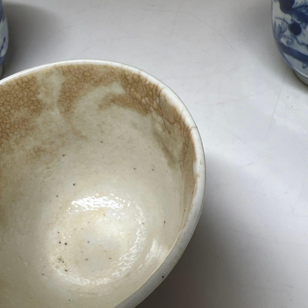 中国清朝時代 新渡青花煎茶碗5点 木箱付 東Y7-1003