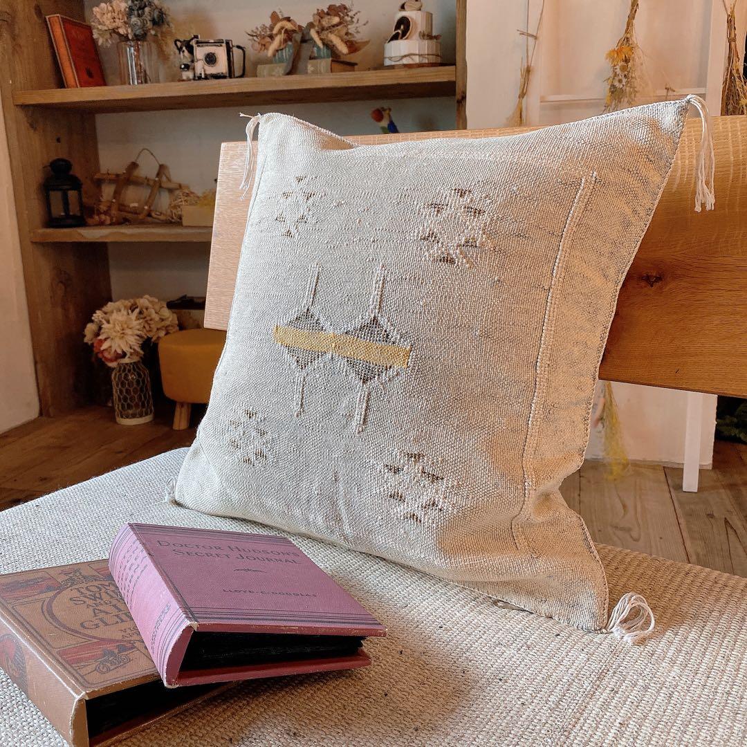 モロッコ製 カクタスシルク サブラ クッションカバー 約45×45cm 2個