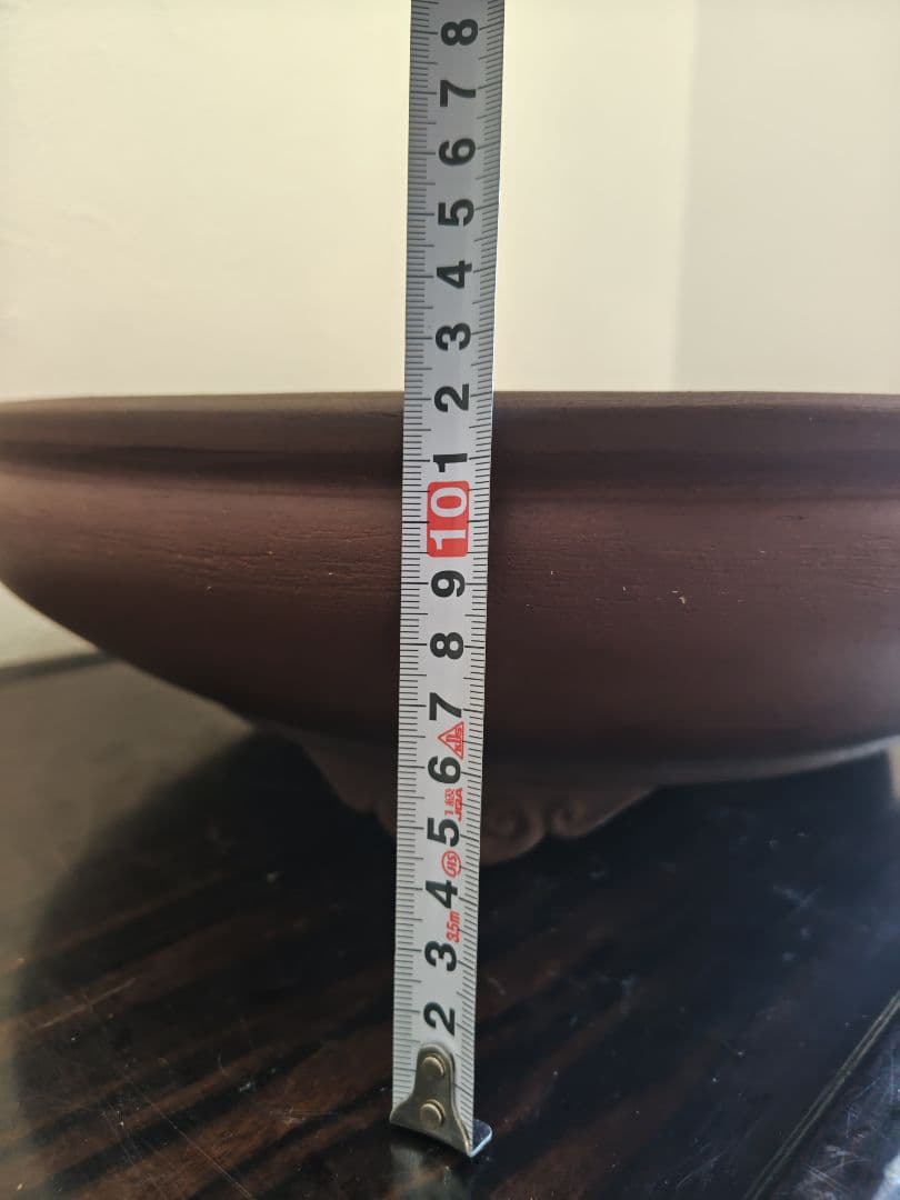 陶器製 赤褐色 大型盆栽鉢 排水穴付き 落款 陶陽 松本武