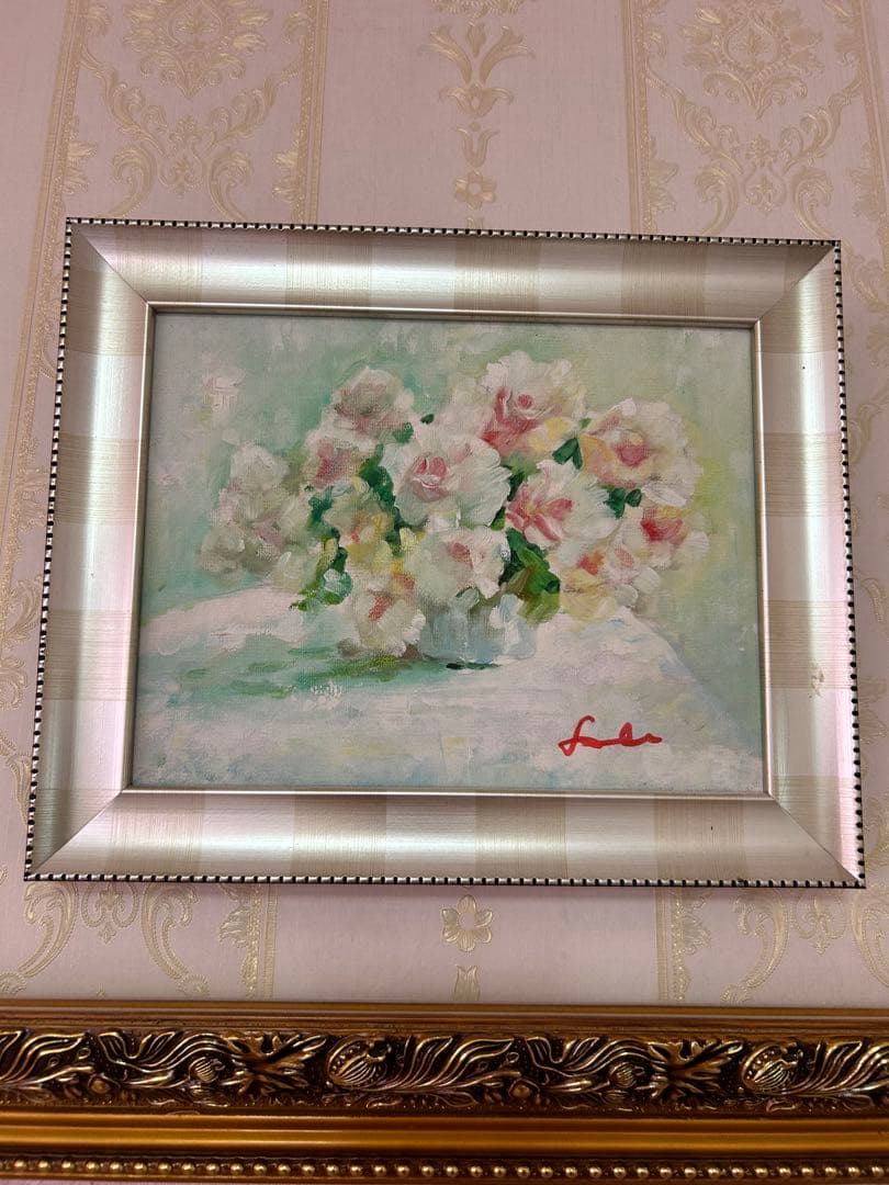 鹿毛正三 1971年パリ モンマルトル ノルヴァン通り 油絵 f3号油彩画 額縁