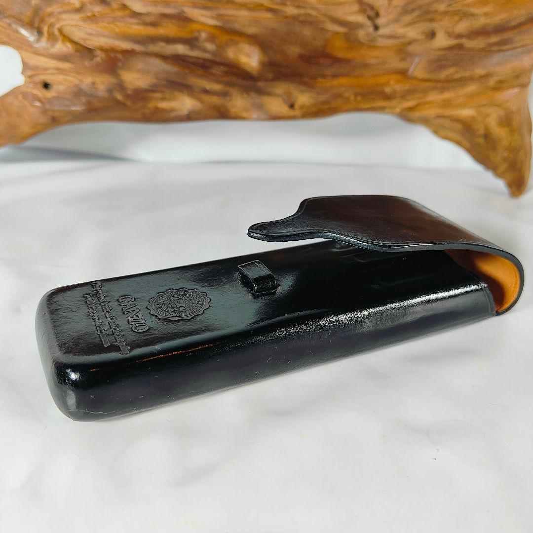 【GANZO／マエストロ2】高級3本差しペンケース　極艶ブラックイタリアンレザー