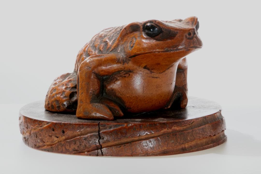 竹彫刻 蟇蛙置物 飾台付 孟宗竹1本彫 美術品 - メルカリ