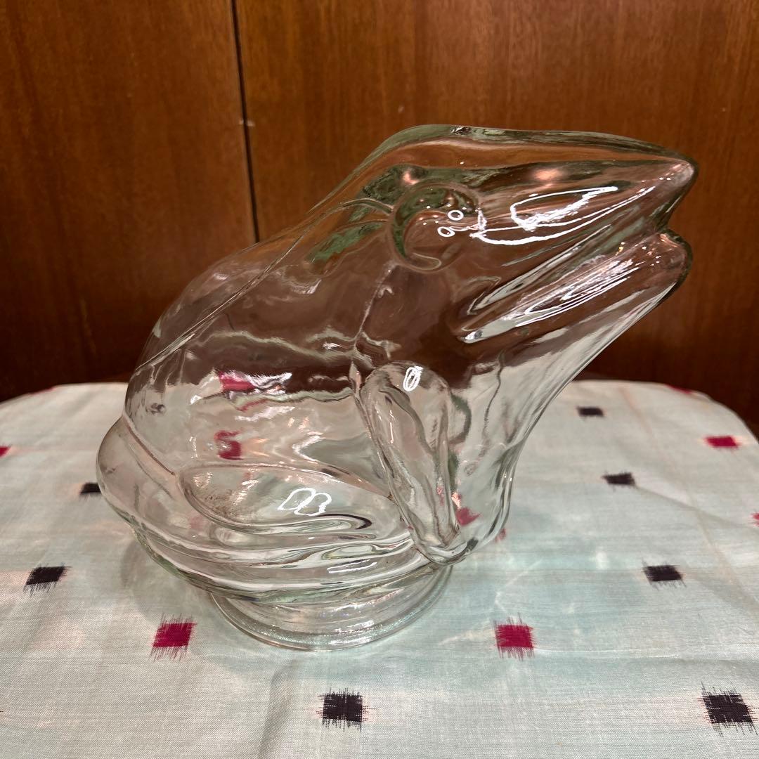 レアヴィンテージ古いガラスの大きくて重いカエル瓶/ジャー/ガラス