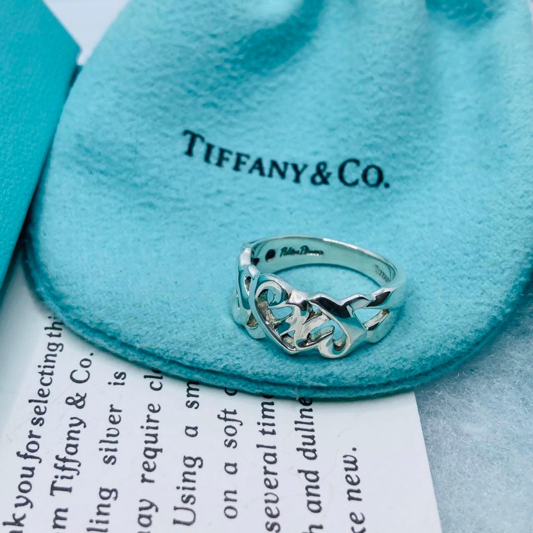 極美品✨　ティファニー　リング　11.5号　トリプルラビングハート　シルバー指輪