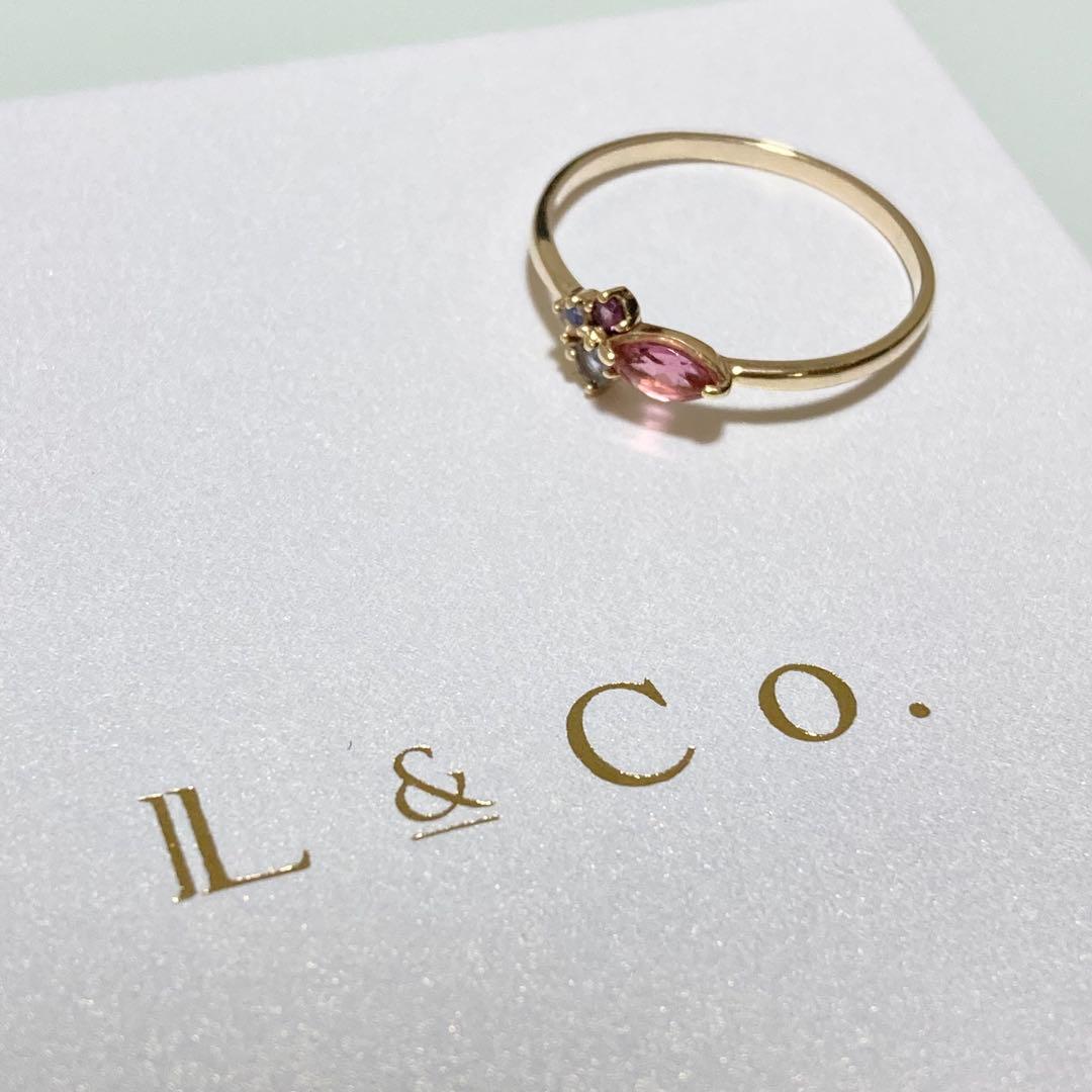 【L&Co.】 K10 マルチカラー 天然石リング ピンクトルマリン 13号