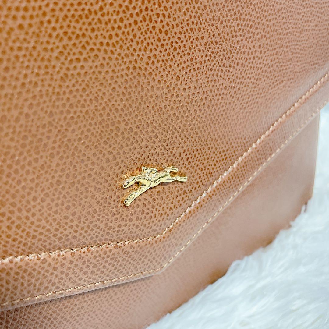 美品　ロンシャン　オールレザー　本革　2way ハンドバッグ　ゴールドロゴ