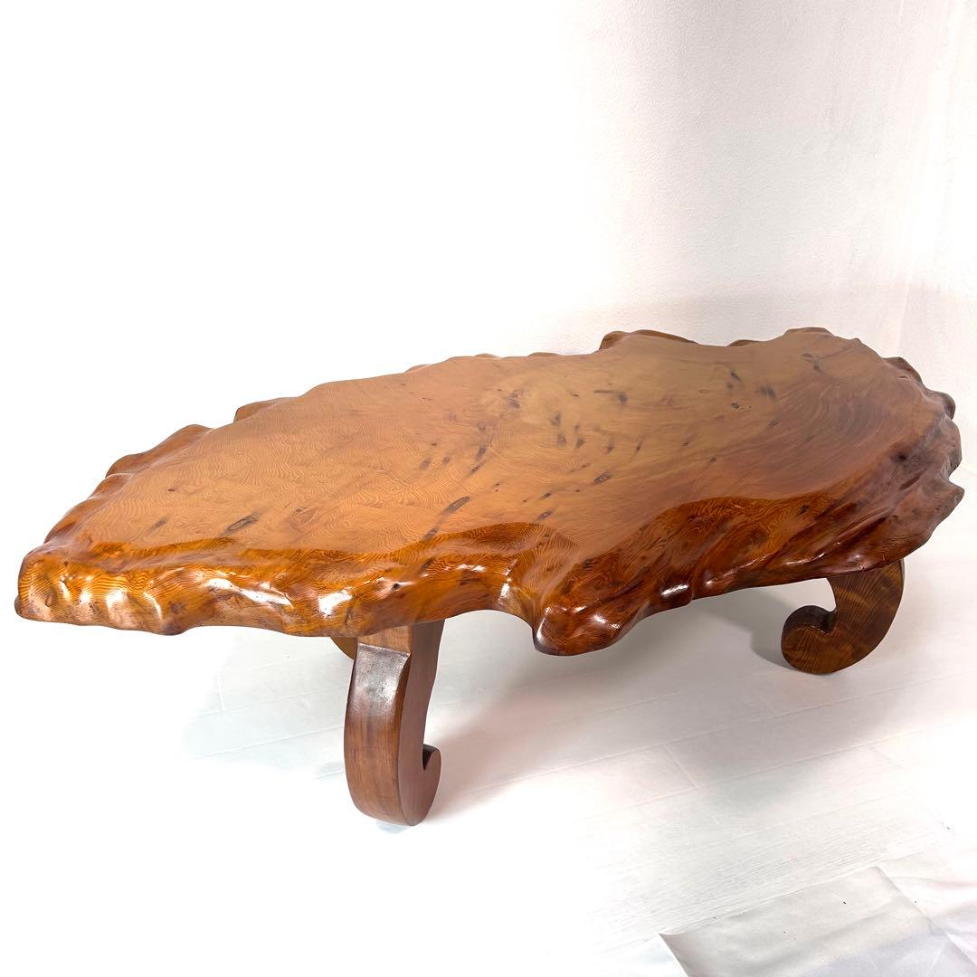 昭和レトロ 木製 天然木材 一枚板 脚付き座卓 センターテーブル ビンテージ