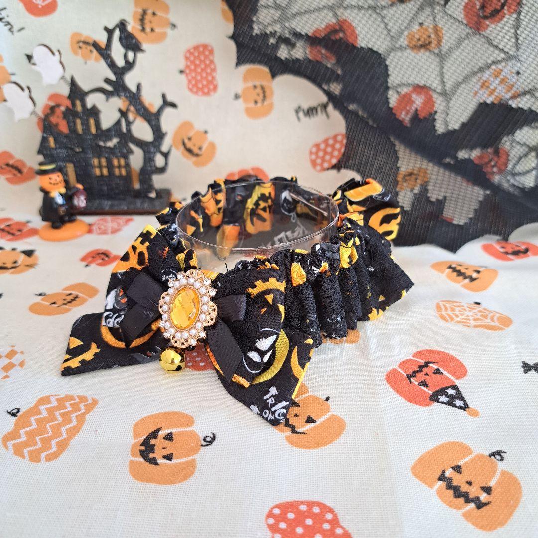 幅広シュシュ(ブラック①)わんちゃん猫ちゃん用