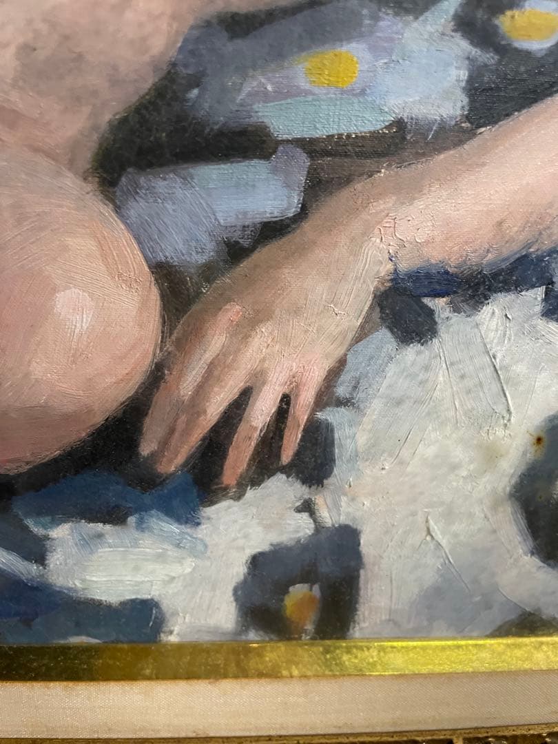 kotoya-gaku真作 伊藤悌三 『横たわる裸婦』 油彩 光風会員