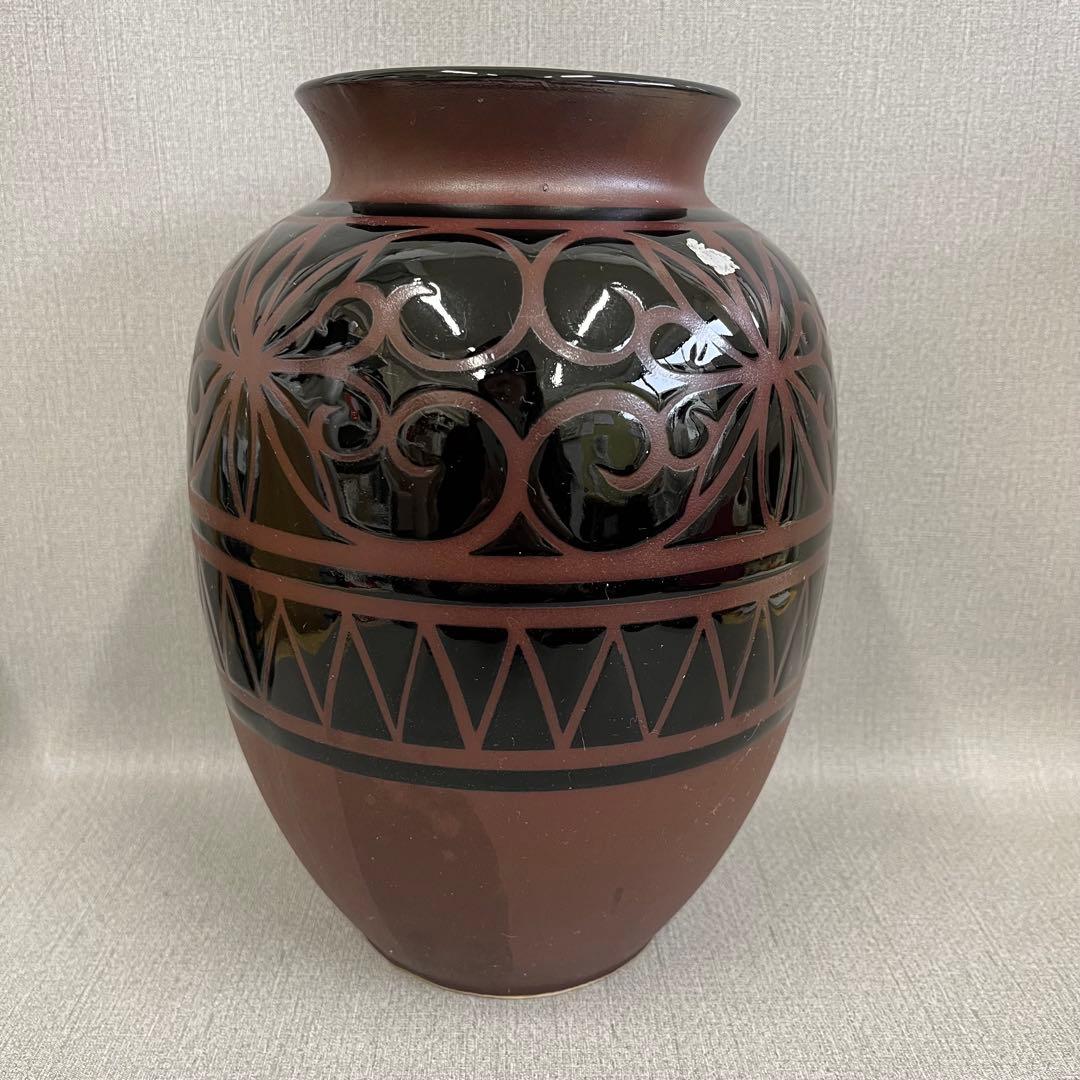 H】希少✨ 花瓶 壺 陶器 昭和レトロ アンティーク 24cm - メルカリ