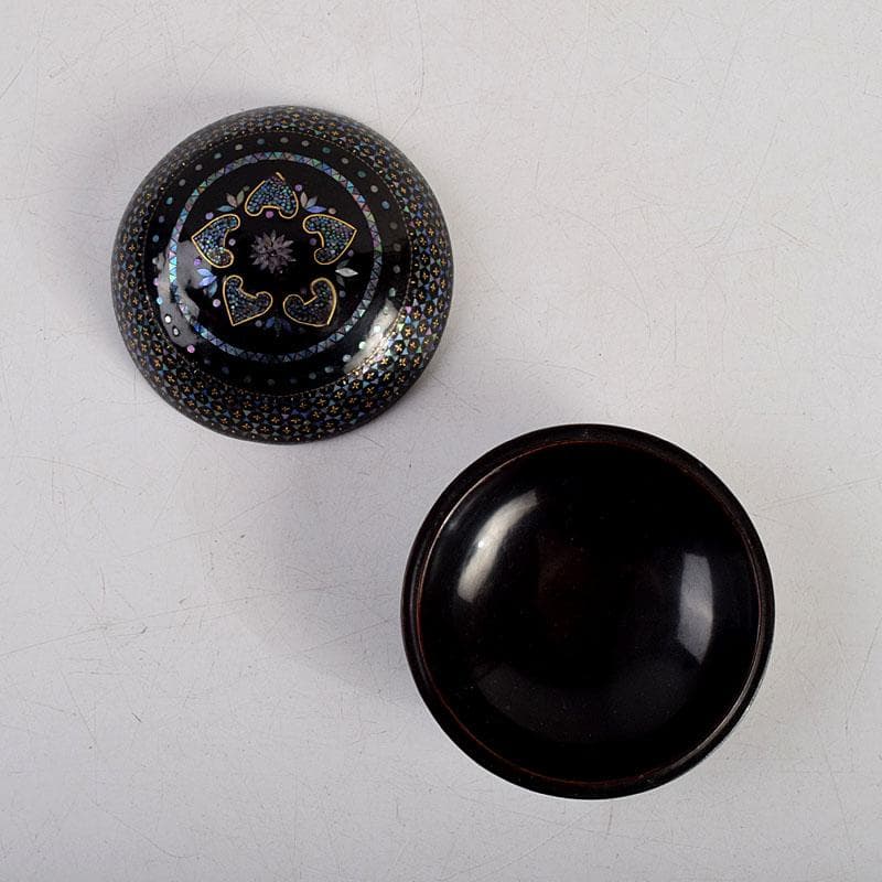 茶道具 黒漆 青貝 螺鈿装飾 香合 時代箱 V 8831