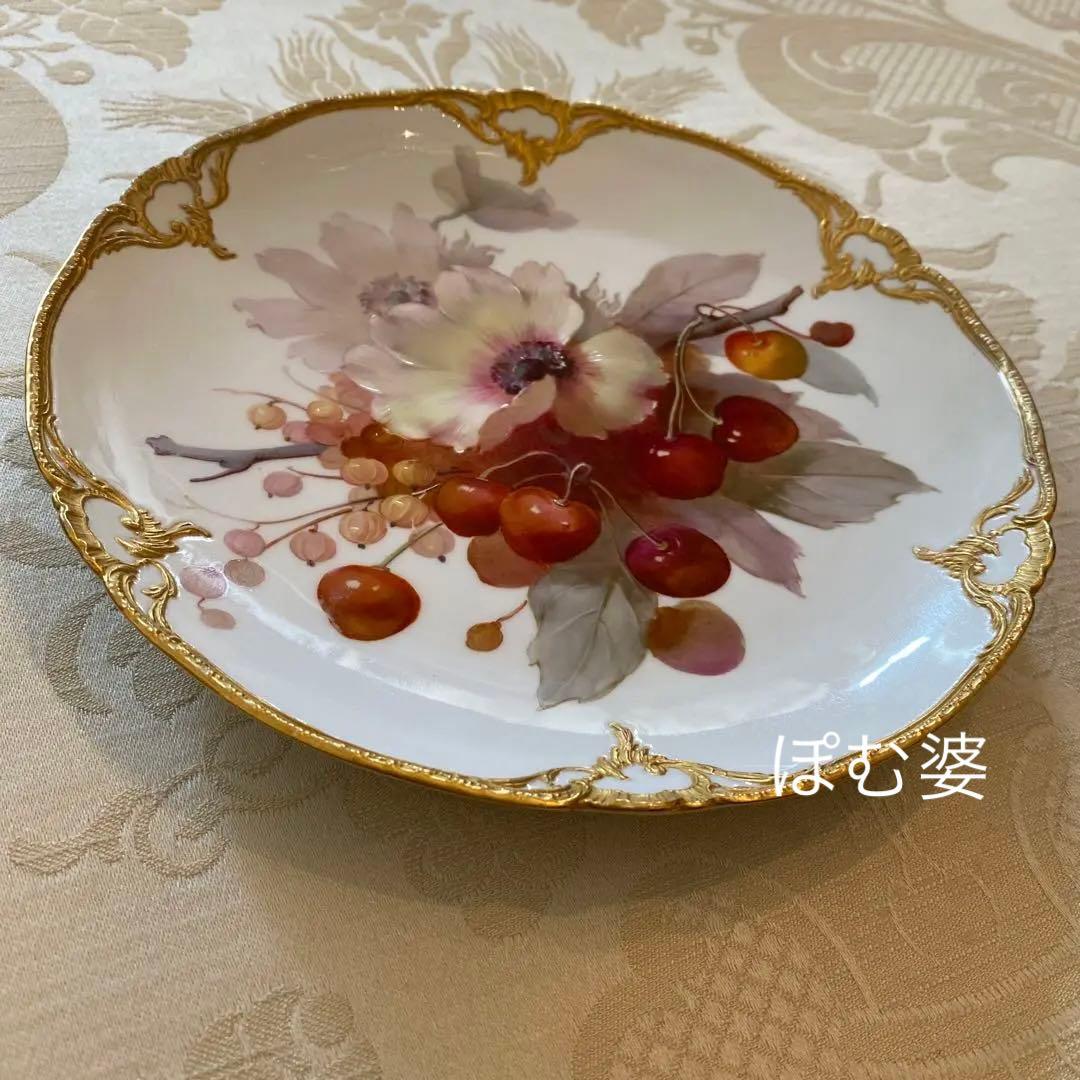 KPMベルリンプレート金彩花フルーツ