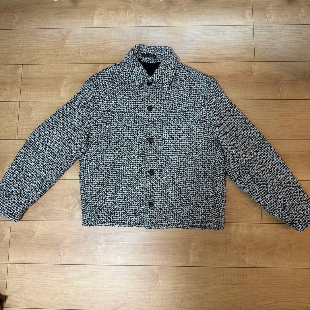 ZARA ザラ テクスチャードポケットシャツジャケット 白黒 ジャケット S